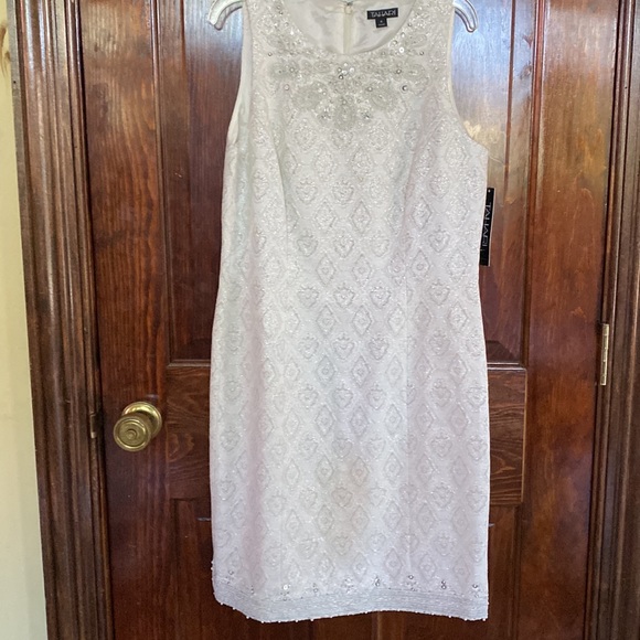 NWT , Tahari white Brocade design embroidered dress , 6 - Picture 2 of 6